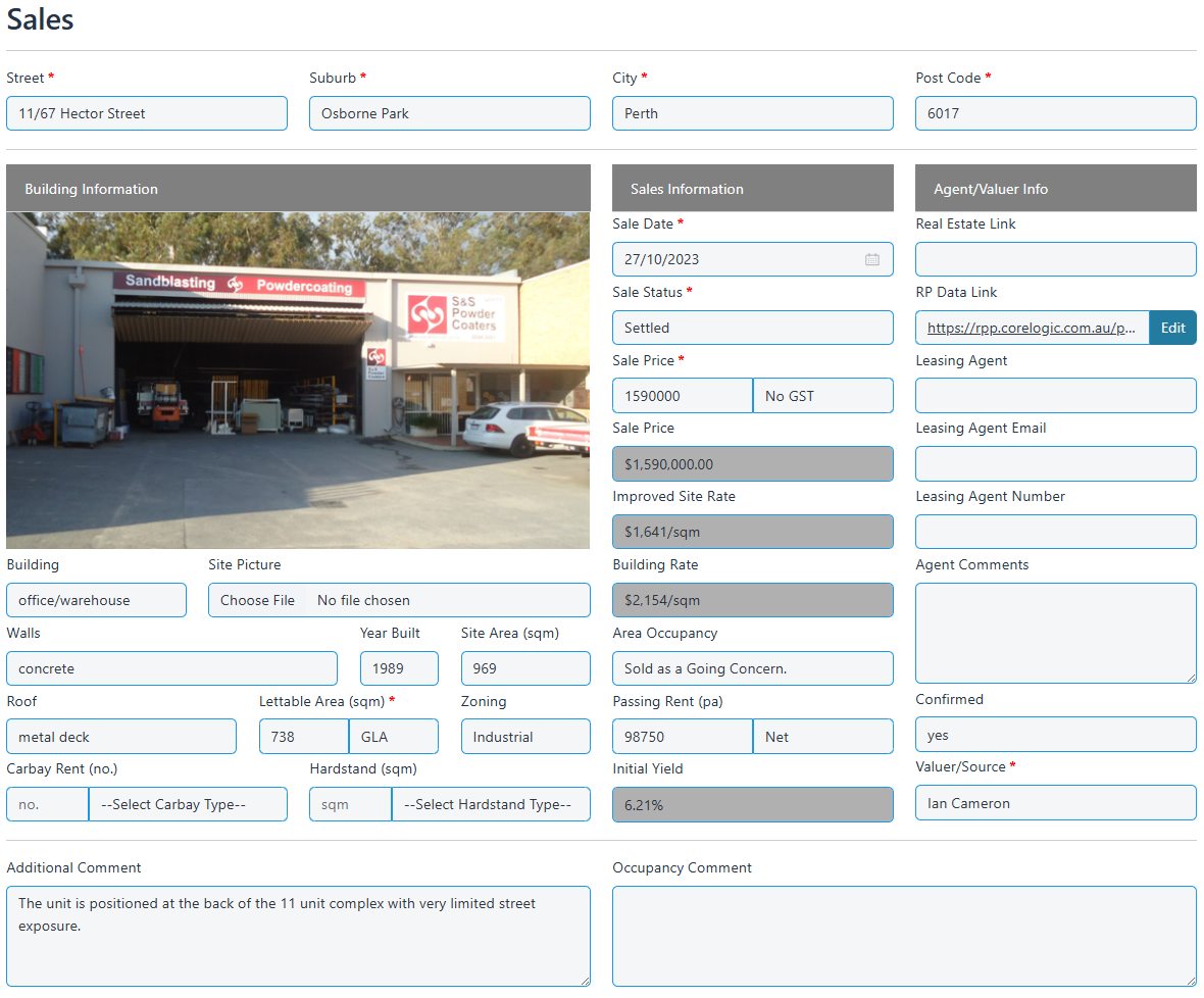 Sales Data Input